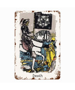 Tin Sign Of The Death Tarot Card • Major Arcana Waite Cards Vintage Meta... - $37.40