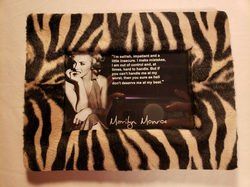 MARILYN MONROE WITH &quot; I&#39;M SELFISH..&quot; QUOTE IN FUZZY ZEBRA CLASSIC FRAME ... - $40.49
