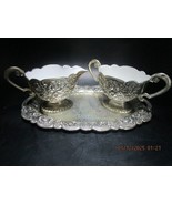 SILVERPLATE SUGAR AND CREAMER ON TRAY ENAMELED INSIDE ^^ [140C] - $54.45