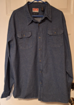 Wrangler Men Comfort Flex Blue Chambray Stretch Long Sleeve Button Shirt 3XT - £16.35 GBP