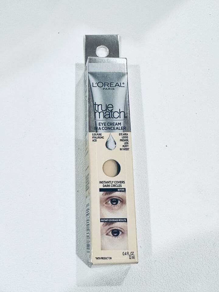 L&#39;Oreal True Match Eye Cream Concealer, Hyaluronic Acid, W1-2 FAIR, 0.4 ... - $9.82