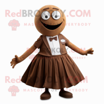 Brown Petanque Ball mascot costume character dressed with a Pleated Skirt and Cu - $1,309.00