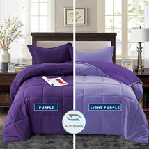 HIG Down Alternative Comforter Set 3 Pcs All Season Reversible Comforter-Purple - £26.67 GBP+