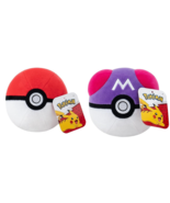 NEW Jazwares Pokemon Plush Set of 2: POKE BALL &amp; MASTER BALL 5&quot; PKW4296 ... - £22.65 GBP