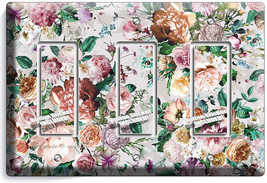 Victorian Floral Pattern Roses Peonies 3 Gfci Light Switch Wall Plate Room Decor - £14.82 GBP