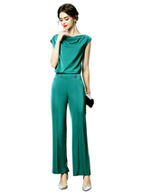 Queen Letizia Inspired Cap-sleeve Draped Top &amp; High-waisted Palazzo Pant... - $114.99