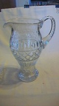 Large Clear Cut Glass with Raised Details Water Pitcher 10&quot; tall - $120.00