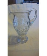 Large Clear Cut Glass with Raised Details Water Pitcher 10&quot; tall - £89.74 GBP