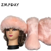 Women&#39;s Winter  Botas Mujer Fake  Snow Boots Bag Headband Sets Ladies Rain Cotto - £78.72 GBP