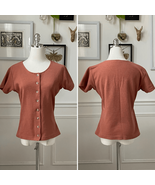 Vintage 90s MJ Carroll Terracotta Short Sleeve Button Front Shirt S - $398.05 MXN