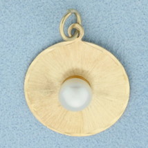 Akoya Pearl Disk Pendant or Charm in 14k Yellow Gold - £152.27 GBP