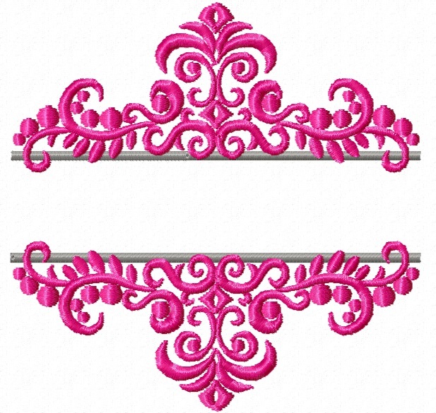 Split Flourish Floral Name Frame  Machine Embroidery Designs. - $3.50