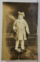 RPPC Sweet Victorian Child Standing on Chair for Photo Postcard O20 - $7.95