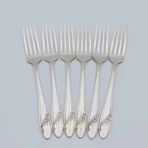 6 pcs Oneida Community Queen Bess II Fork 7.5&quot; Silverplate Tudor Plate Flowers - $37.39