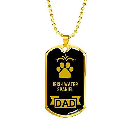 Dog Lover Gift Irish Water Spaniel Dad Dog Necklace Stainless Steel or 18k Gold