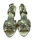 Special Occasions Nadia Gold Shoes Size 9.5B Cuban 2.5&quot; Heel Buckled Sli... - $33.04 CAD