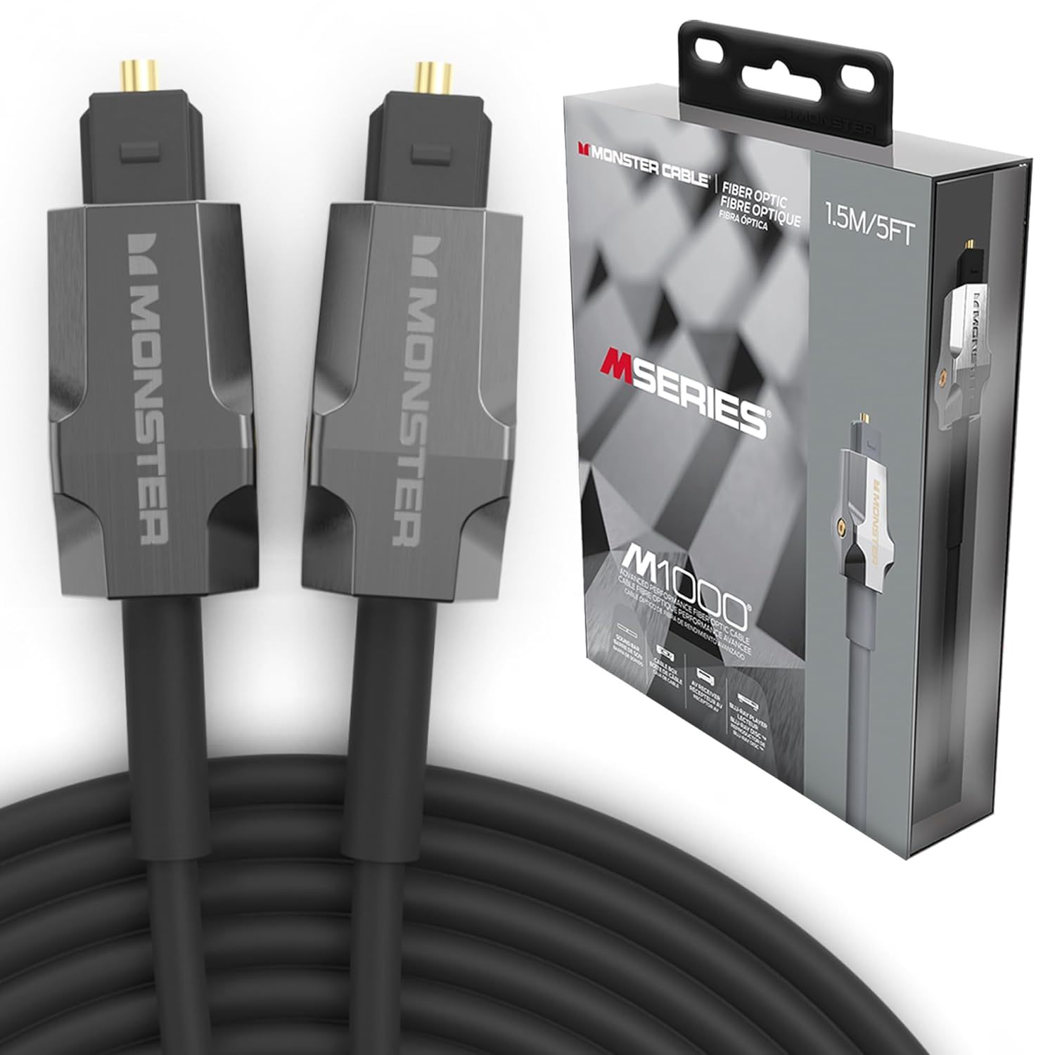 Monster M-Series 1000 Fiber Optical Audio Toslink Cable, Sound Bar Optic... - $37.96