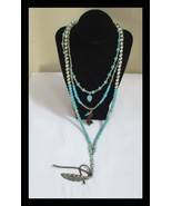 Shyanne SW Boho Style Multi Strand Beaded Necklace w Leather Fringe N030 - $27.12 CAD