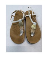 Vionic Women’s Lizbeth Sandals White Medallion Gold Silver T Strap Flats... - $29.95