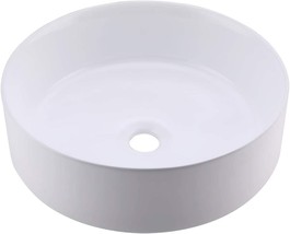Kes Bathroom Vessel Sink 16 Inch Round Above Counter Circle White, Bvs121 - £97.50 GBP