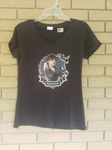 Black Ladies V Neck Wednesday &quot;ADDAMS FAMILY&quot; T-Shirt Size: Small - $10.93