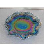 Indiana Glass Blue Rainbow Iridescent Carnival Starburst Diamond Ruffle ... - £23.92 GBP