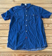 Addict Men’s Short Sleeve Button up denim shirt size M Blue S11 - £15.79 GBP