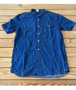 Addict Men’s Short Sleeve Button up denim shirt size M Blue S11 - £15.51 GBP