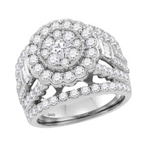 14kt White Gold Princess Diamond Cluster Bridal Wedding Engagement Ring 3.00 Ctw - £2,894.59 GBP