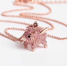 Kate Spade Rose Gold imagination pave pig mini pendant necklace w/ KS Dust Bag - £31.35 GBP
