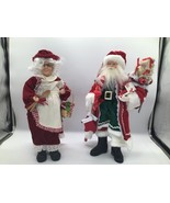 MR AND MRS CLAUS Figurines 19&quot; Christmas Kitchen Candy Cane Red White Ho... - $49.45