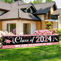 Rose Gold Large Graduation Banner, Graduation Decorations Class of 2024 Congrats - £16.74 GBP