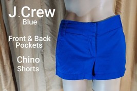 J.crew Blue 100% Cotton Front &amp; Back Pockets Chino Shorts Size 0 - £8.63 GBP
