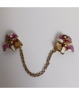 VTG Sweater Clip with Gold Tone, Pink, Cream Flowers - $420.86 MXN