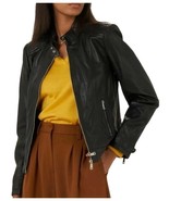 Leather Jacket Women Womens Biker Size Moto Motorcycle Soft Vintage Zip ... - $2,580.42 MXN