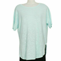 EILEEN FISHER Flower Green Linen Cotton Slub Shirttail Hem Sweater Top S - £63.94 GBP