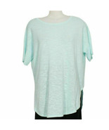 EILEEN FISHER Flower Green Linen Cotton Slub Shirttail Hem Sweater Top S - £62.92 GBP