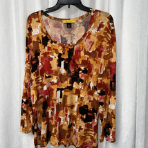 St. John Abstract Print Crystal Studded Long Sleeve Top Women’s Size XL - $38.61