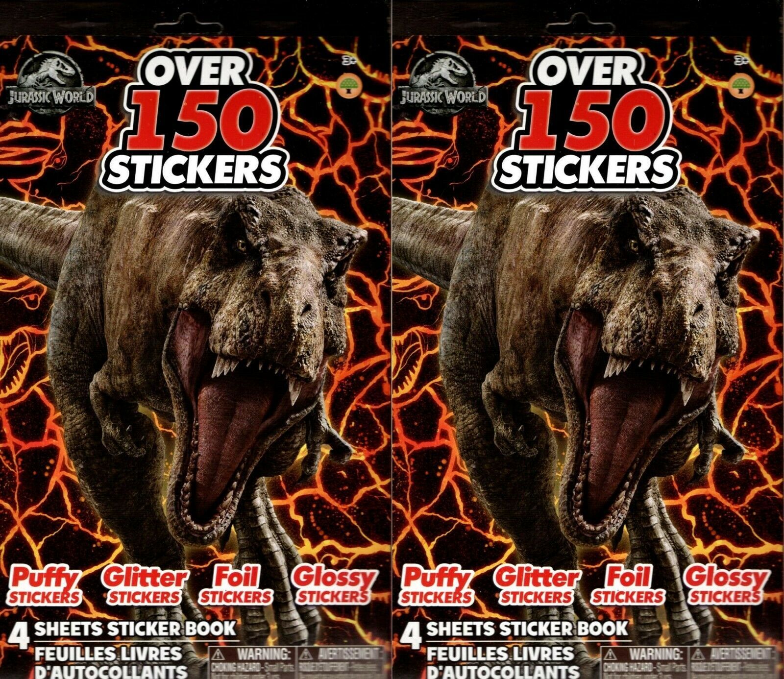 Jurassic World  - Over 150 Stickers 4 Sheet Sticker Book (Set of 2) - £10.07 GBP