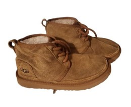 Ugg Boots Youth 2 Boys Neumel Chukka Schearling Brown Suede Lace Up - £36.17 GBP