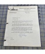 Vintage Letter First Baptist Church Arthur B Rutledge Marshall Texas 1952 - $18.38