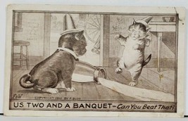 Cats Partying Us Two And A Banquet Spilled Milk c1910 Postcard D3 - £7.21 GBP
