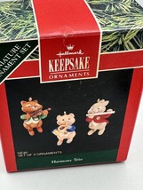 Ornament Hallmark Keepsake Harmony Trio Set of 3  Fox Bunny Pig 1992 QX5471 - £6.82 GBP