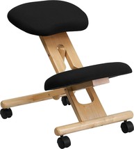 Flash Furniture Mobile Wooden Ergonomic Kneeling Office Chair in Black Fabric - £114.10 GBP