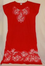 Dress Red Mexico peasant Boho Maxi Flowers Lace Cut Outs Size Small D Lo... - $39.59
