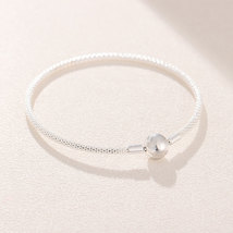 925 Sterling Silver Moments White Mesh Bracelet Charm Bracelet - £19.28 GBP