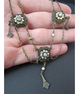 ESTATE SALE NECKLACE antique brass ART DECO 18&quot; - $1,583.76 MXN