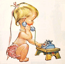 1958 Bell Telephone Cute Baby Girl Rotary Advertisement Communication DW... - $42.12 CAD