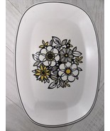 Noritake Tressa 9029 Black Yellow Flower Mod Retro Oval Platter Serving ... - $22.44