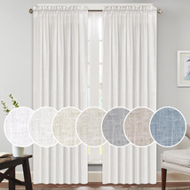 Linen Curtains Natural Linen Blended Rod Pocket Panels Light Reducing Privacy Pa - £30.86 GBP